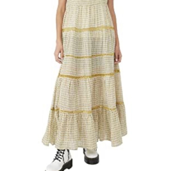 Free People Women’s Midnight Dance Printed Cotton Maxi Dress Light Grey XS - Picture 7 of 16